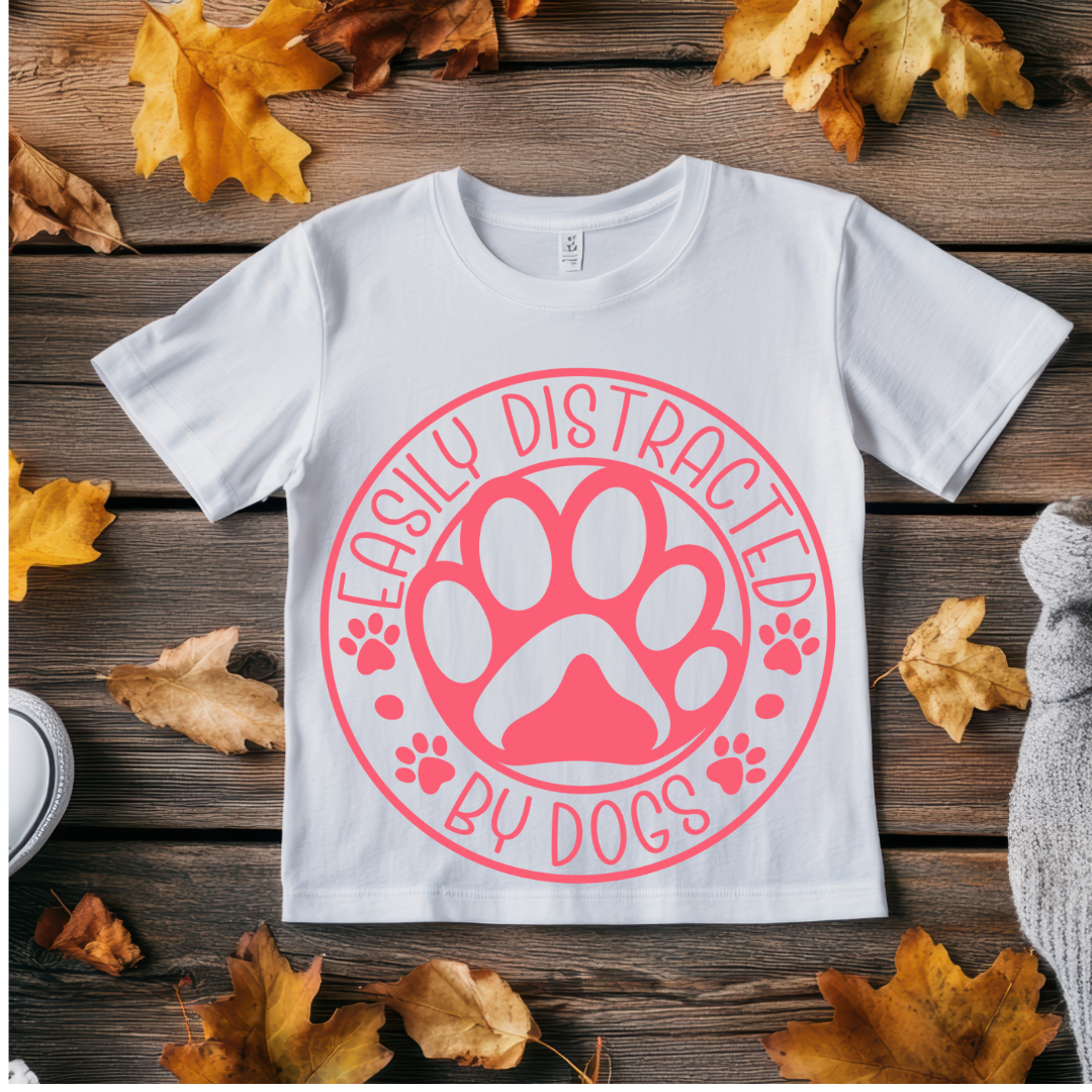 Easily Distracted by Dogs - Unisex Classic Crew T-Shirt